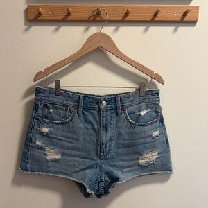 Madewell Vintage Blue Distressed High-Rise Denim Shorts